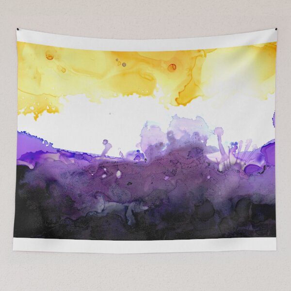 Item preview, Nonbinary Pride Flag (Alcohol Ink pour, horizontal) designed and sold by RoxyTocin.