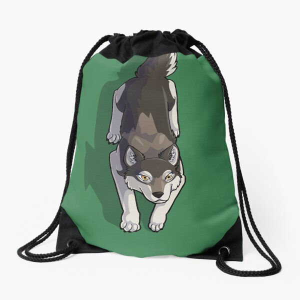 Wolf Sitting Drawstring Bag