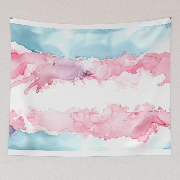 Item preview, Trans Pride Flag (alcohol ink pour, horizontal) designed and sold by RoxyTocin.