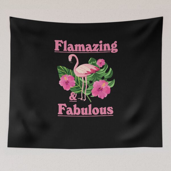 Item preview, Flamazing & Fabulous Tropical Retro Floral Pink Flamingo designed and sold by ChromanautMerch.