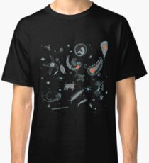 Black, Blue, and Red Nautical Bioluminescent Plankton Pattern Classic T-Shirt