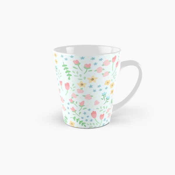 Baby Blue Floral Print Tall Mug