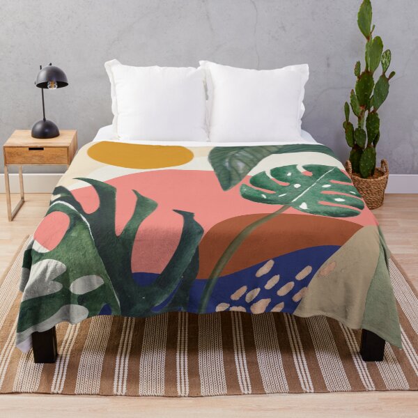Item preview, Tropical Jungle Boho Monstera banana Palm leaf Branch Abstract Watercolor Sun Art animal paw forest prints warm earthy tones pastel colors solid soft gradient shapes in summer 2 designed and sold by AbstractTrace.