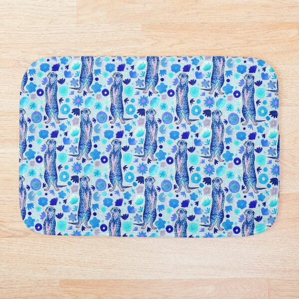 Item preview, Blue illustrated meerkat with painted flowers designed and sold by suzzincolour.