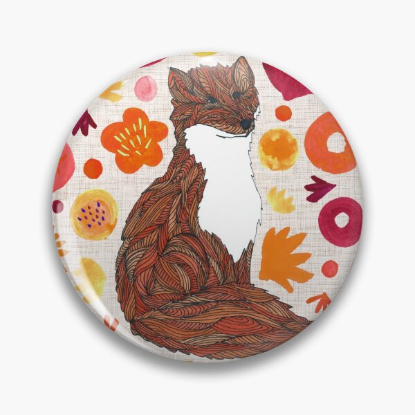 Item preview, Illustrated orange Fox with painted flowers designed and sold by suzzincolour.