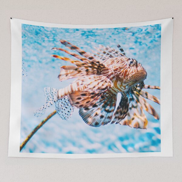 Item preview, Proud Pterois Splashing in Crystal Clear Blue Water - A Thai Aquatic Dream in Hot Summer Day designed and sold by sthNnth.