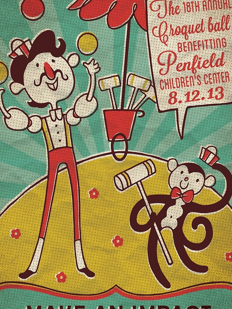 "Vintage Penfield Croquet Ball Poster" Drawstring Bag for Sale by