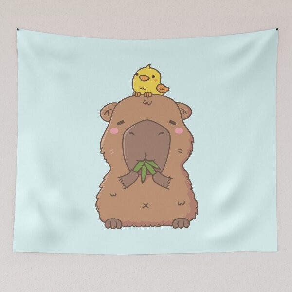 Item preview, Cute Capybara with Yellow Bird Doodle designed and sold by rustydoodle.