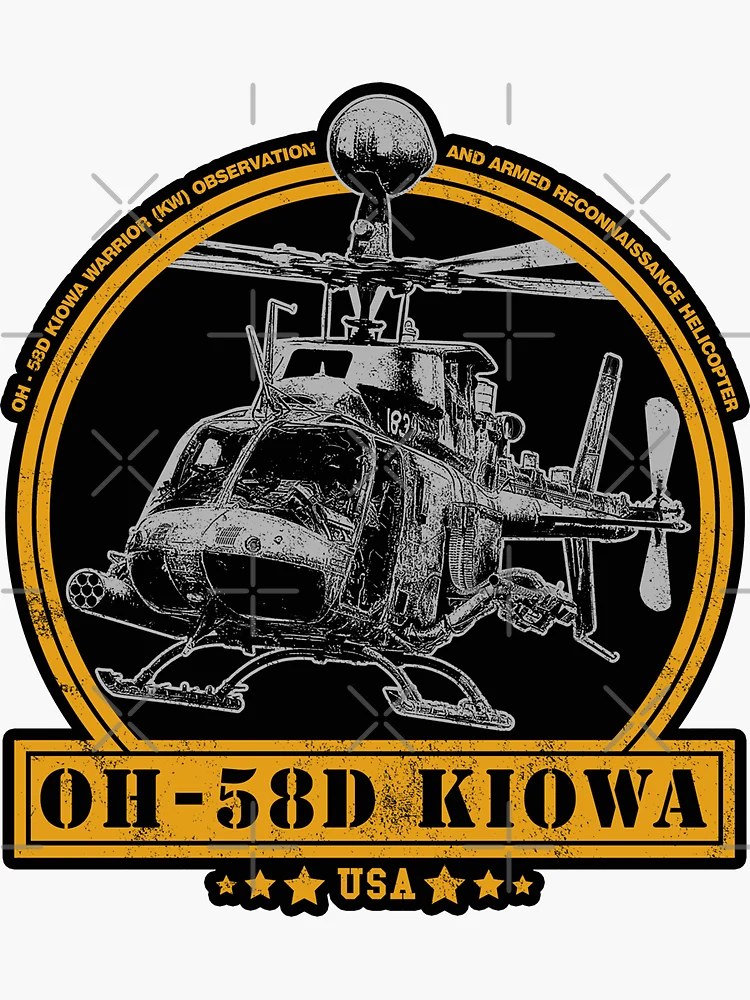 OH-58 Kiowa Helicopter Cartoon PVC Patch Military Aviation Army