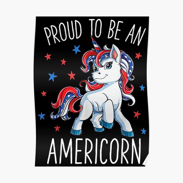 Americorn Unicorn 4th of July Poster