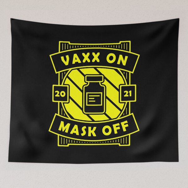 Item preview, Vaxx On Mask Off - Funny Vaccine Motivation (Black and Yellow Design) designed and sold by DrawingBoard.