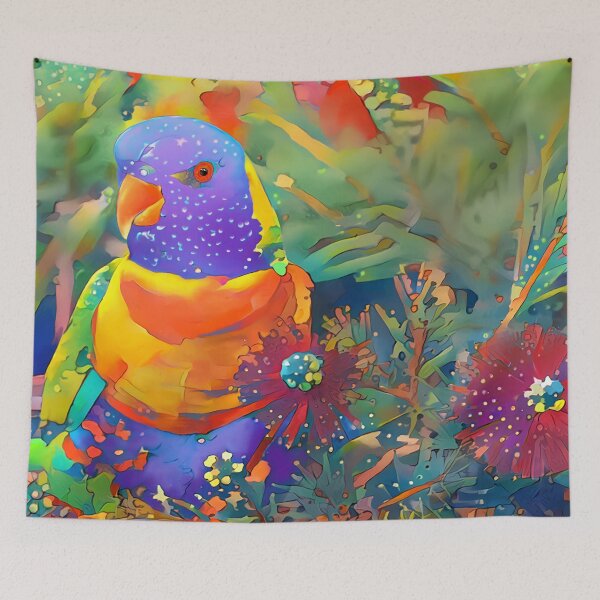 Item preview, Rainbow Lorikeet with Crimson Bottlebrush designed and sold by Kestrelle.