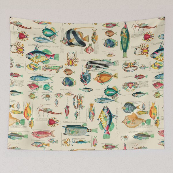 Item preview, Multicolor Vintage Fish And Sea Life Pattern designed and sold by artsandsoul.