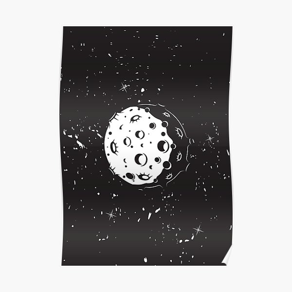 "Moon Print, Black And White, Wall Art, Space Art, La Lune Print