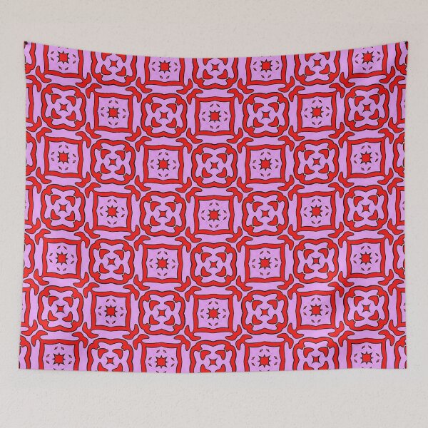 Item preview, Ninja Stars Red and Pink Doodle Pattern designed and sold by Sector18.