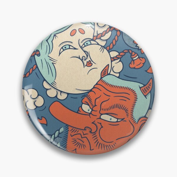 Item preview, Tengu and Okame Japanese masks illustration designed and sold by Ryan Paul Ragnni.