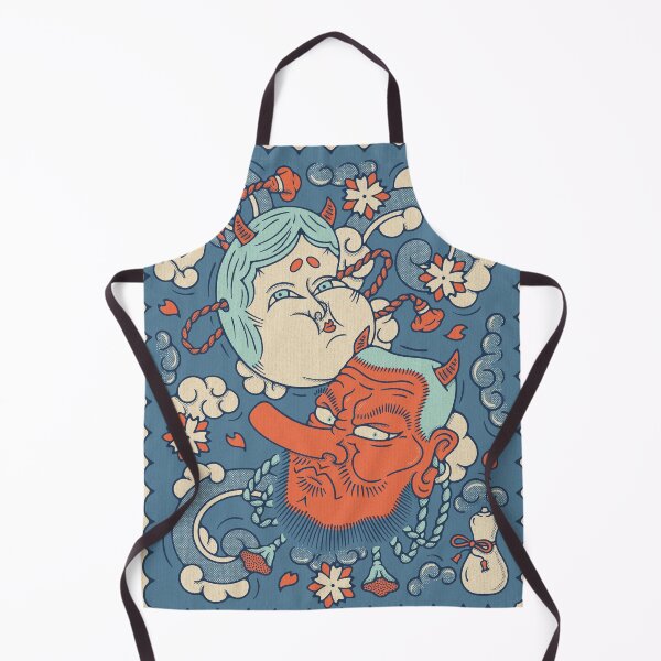 Item preview, Tengu and Okame Japanese masks illustration designed and sold by Ryan Paul Ragnni.