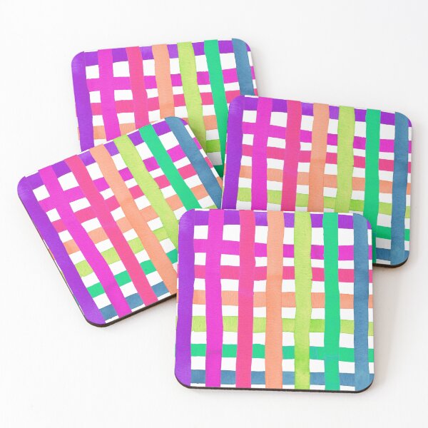 Item preview, Neon rainbow watercolour stripe gingham pattern designed and sold by suzzincolour.