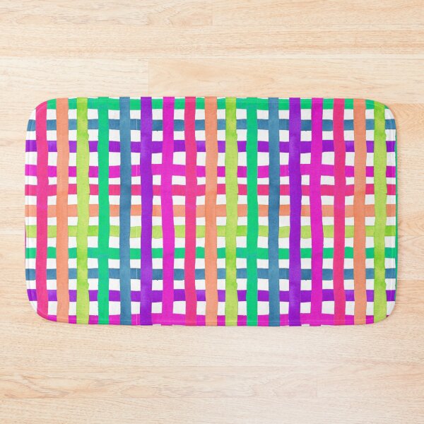 Item preview, Neon rainbow watercolour stripe gingham pattern designed and sold by suzzincolour.