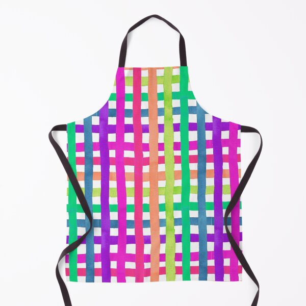 Item preview, Neon rainbow watercolour stripe gingham pattern designed and sold by suzzincolour.