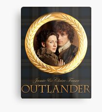 Jamie & Claire on Fraser plaid Metal Print