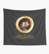 Jamie & Claire on Fraser plaid Wall Tapestry