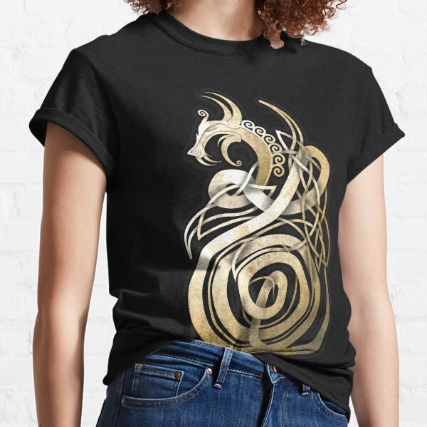 Norse Knotwork Dragon in Textured Bone Classic T-Shirt