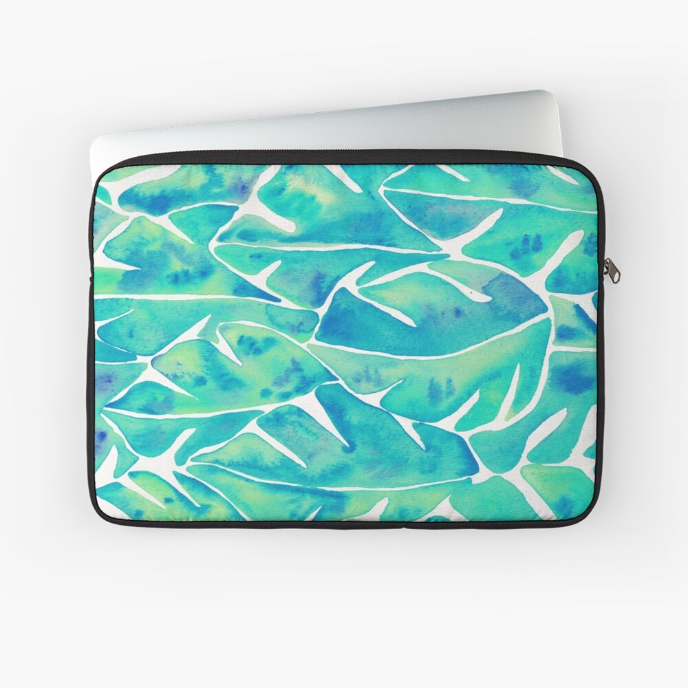 Split Leaf Philodendron – Turquoise Laptop Sleeve