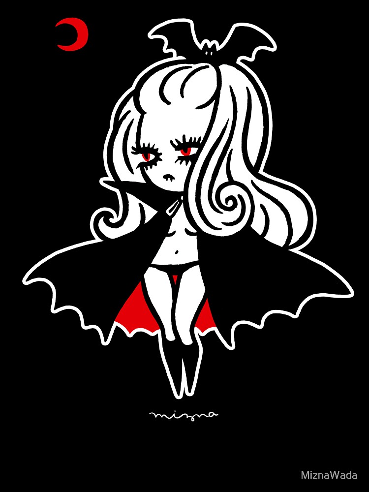 Thumbnail 7 of 7, Oversized T-Shirt, Vampire Girl - for dark color designed and sold by MiznaWada.