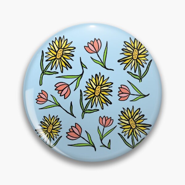 Item preview, Tulips and Sunflowers in blue illustration designed and sold by valdegilde.