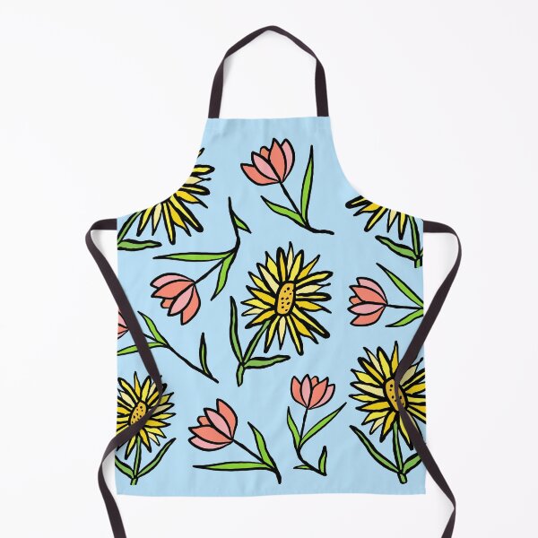 Artikelvorschau, Tulpen und Sonnenblumen in der blauen Illustration entworfen und verkauft von valdegilde.
