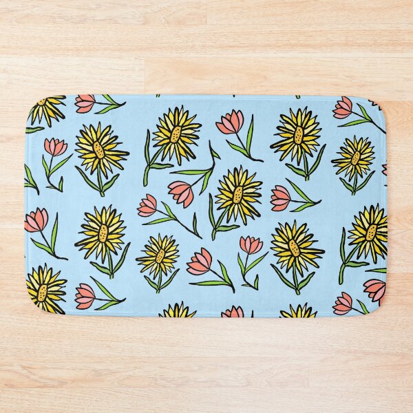 Item preview, Tulips and Sunflowers in blue illustration designed and sold by valdegilde.