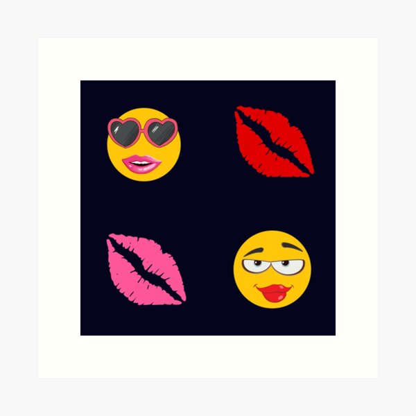 Cute lips emoji Art Print