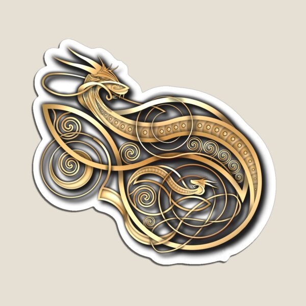 Celtic Dragon, Distressed Purple, Gold