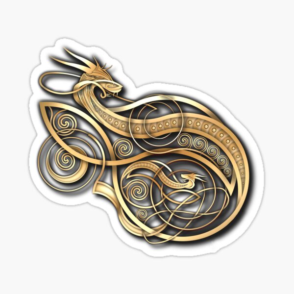 Gold Norse Dragon Sticker