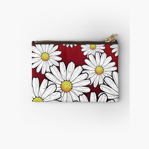 Item preview, daisy pattern on gradient dark red maroon background designed and sold by weilertsen.