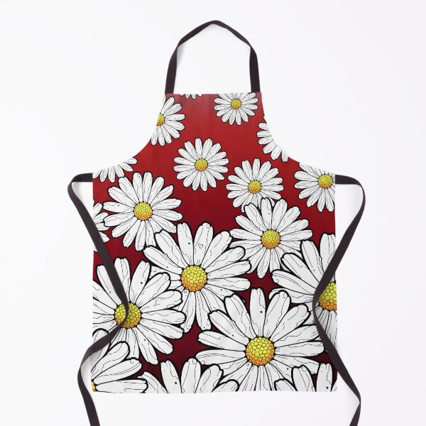 Item preview, daisy pattern on gradient dark red maroon background designed and sold by weilertsen.