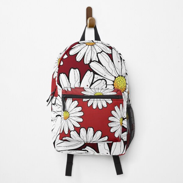 Item preview, daisy pattern on gradient dark red maroon background designed and sold by weilertsen.