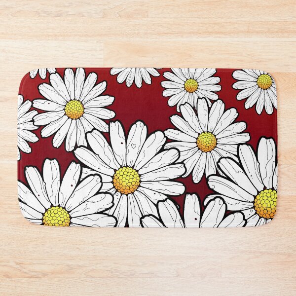 Item preview, daisy pattern on gradient dark red maroon background designed and sold by weilertsen.