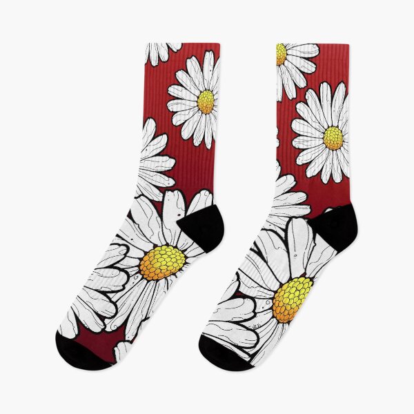 Item preview, daisy pattern on gradient dark red maroon background designed and sold by weilertsen.