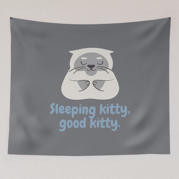 Item preview, Sleeping kitty, good kitty. Cute sleeping cream & grey kitten. designed and sold by FoxMire.