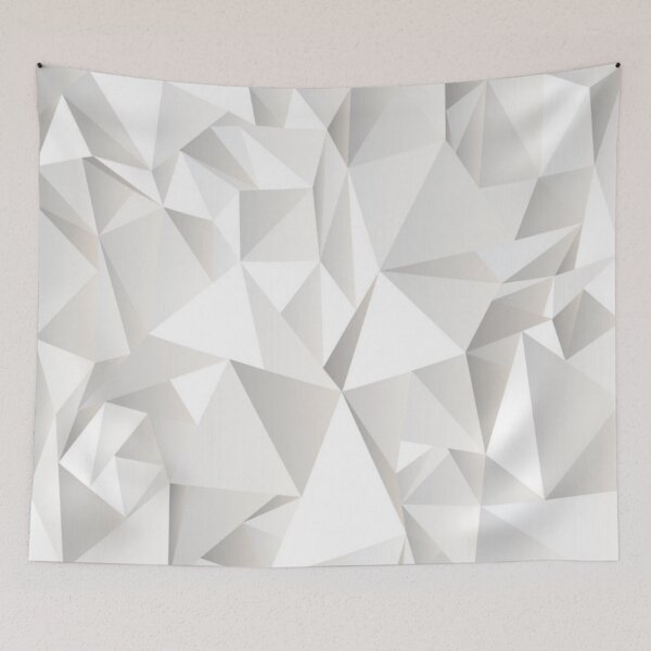 Item preview, White Grey Shaded Rumpled abstract Geometric Triangle Shapes designed and sold by WearWolfDesigns.