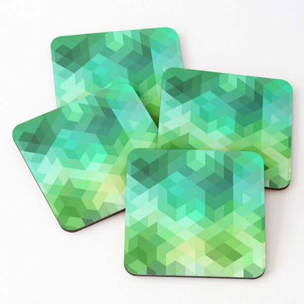 Item preview, Green Shaded Cube Square Geometric Abstract Pattern designed and sold by WearWolfDesigns.