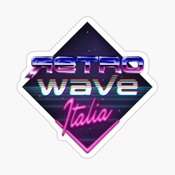RetroWave Italia neon chrome logo Sticker