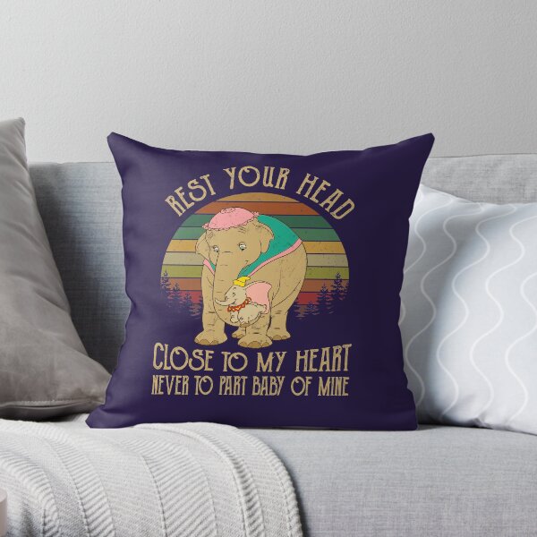 Elephant Mom And Dumbo Rest Your Head Close To Throw Pillow