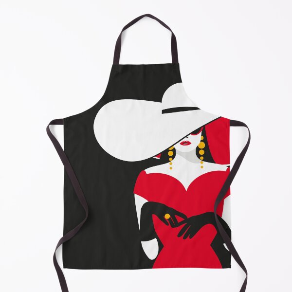 Item preview, Vintage Fashion Illustration of 1950's Era Woman Wearing Oversized Hat, Red Dress and Long Gloves. designed and sold by DDoodleDesigns.