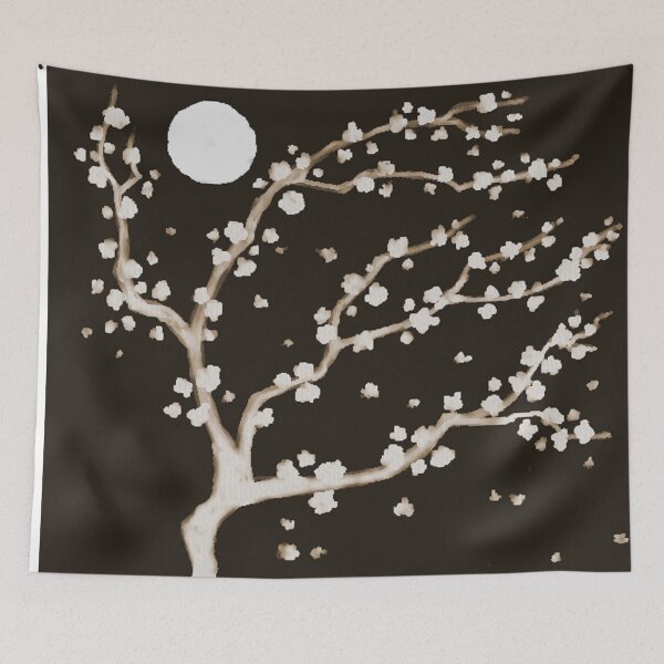 Item preview, White Blossom Night Sky Full Moon designed and sold by JzArt.