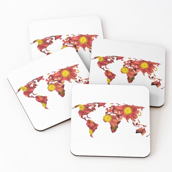 Item preview, Red Flowers World Map designed and sold by NelBo.