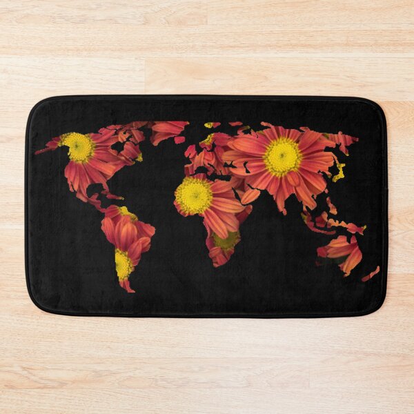 Item preview, Red Flowers World Map designed and sold by NelBo.