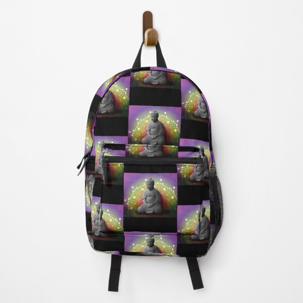 Item preview, Meditating Buddha With Rainbow Pattern Background Design designed and sold by EarthArtDesigns.